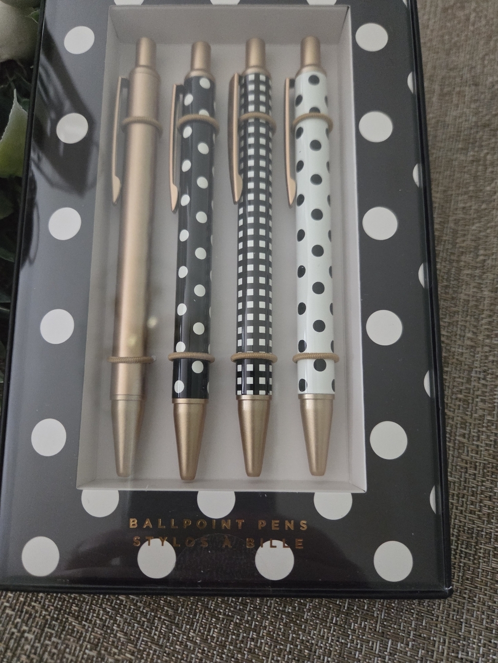 Fringe Studio Black, White & Gold Patterned Ballpoint Pen Set - 4 Pack - Picture 2 of 3